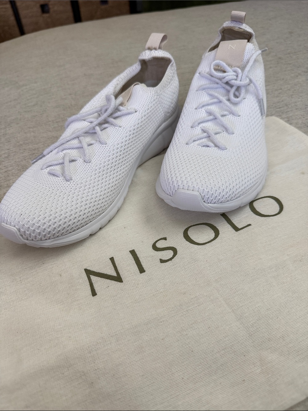 Nisolo White Knit Lace Up Athletic Sneakers
